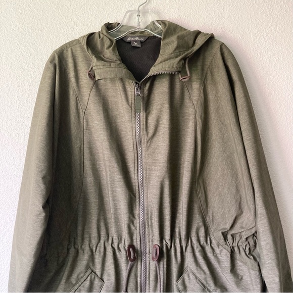 Eddie Bauer Khaki Nylon Polyester Breathable Hooded Parka size L - Picture 2 of 15